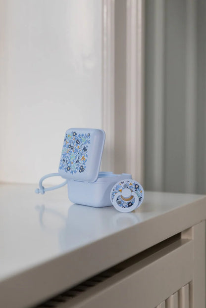 bibs round colour dummy with case, BIBS x LIBERTY Colour Dummies 2 Pack Chamomile Lawn - Baby Blue Mix