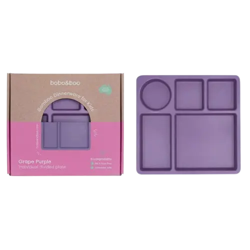 Bamboo Bento Divided Plate - Grape Purple BOBO & BOO