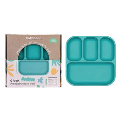 Plant-Based Bento-Style Divided Plates - Green