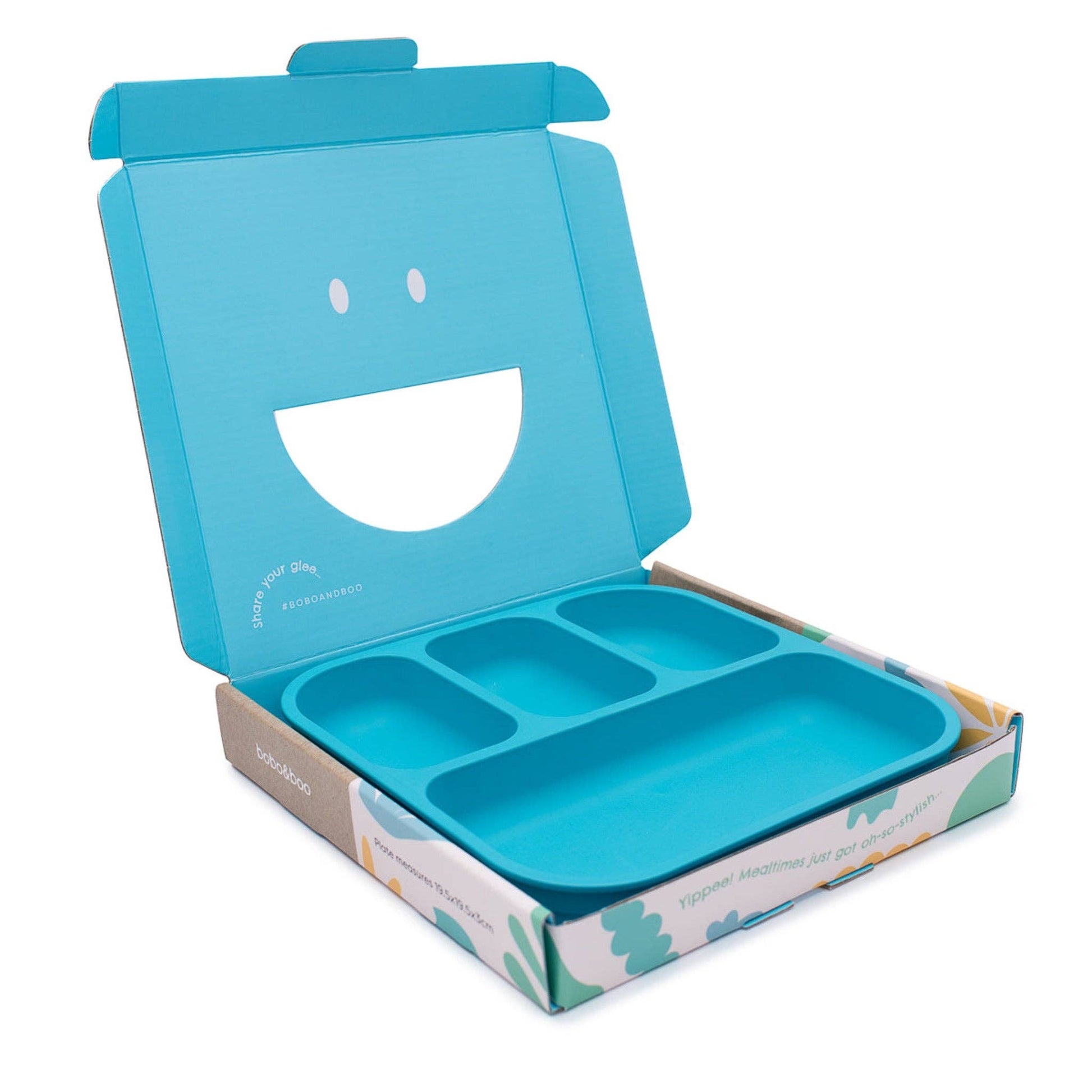 boxed boo&boo plant based bento plate in blue