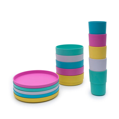 bobo&boo plantbased dinnerware range including cups, bowls and plates