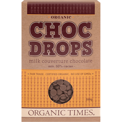 organic times milk choc drops