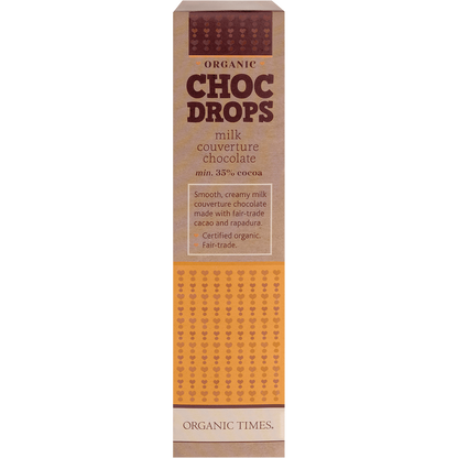organic times milk choc drops side