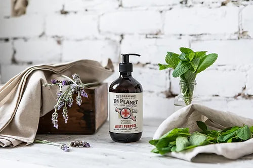 dr planet peppermint and lavender castile soap pump bottle
