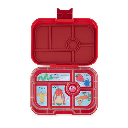 Yumbox Original 6 Compartment Bento Box | Leakproof Kids Lunchbox, red monster