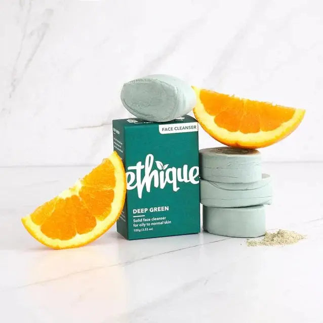 ethique deep green face cleanser styled image, low tox personal care