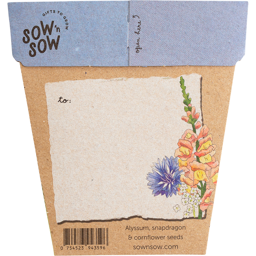 sow n sow, a gift of seeds, mum, back