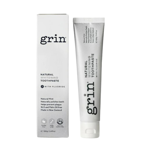 grin natural whitening toothpaste with flouride