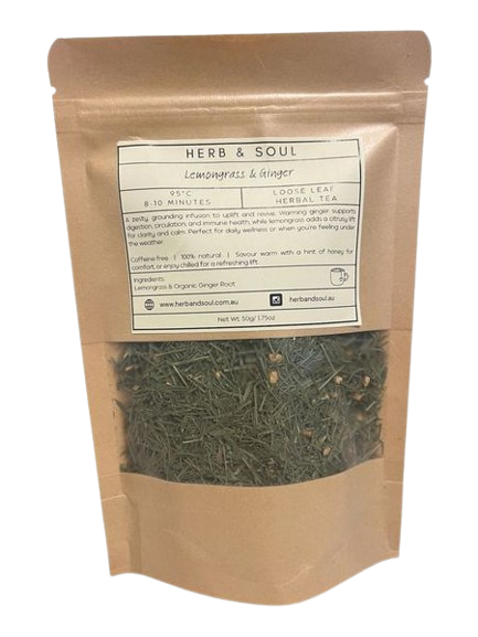 herb & soul lemongrass and ginger herbal tea