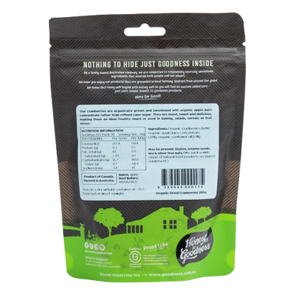 Organic Dried Cranberries 200g