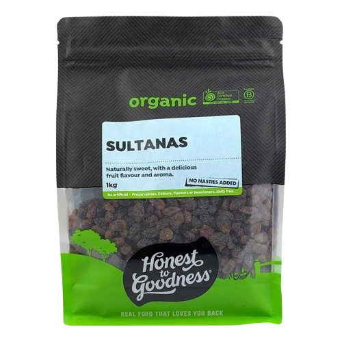 honest to goodness organic sultanas, additive free