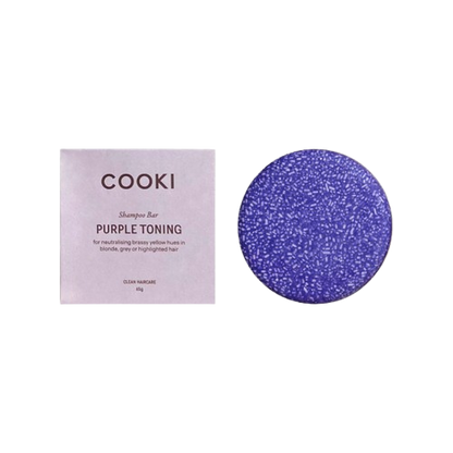 Purple-toning shampoo bar by cooki haircare