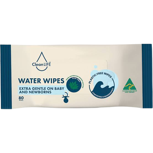 cleanlife, water wipes, baby wipes, plastic free wipes, front