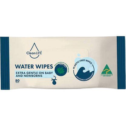 cleanlife, water wipes, baby wipes, plastic free wipes, front