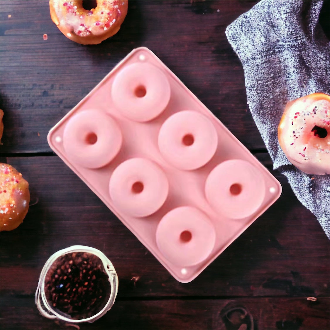 the macro hut silicone donut tray with donuts