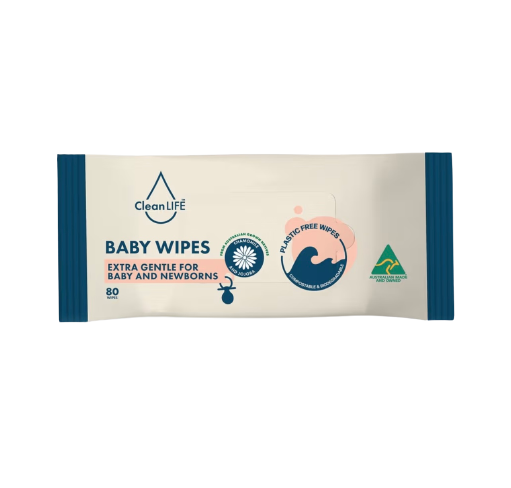 Clean Life plastic free baby wipes