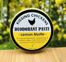 kising chickens natural deodorant paste tin with flower background