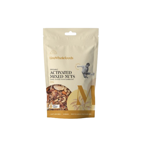 live wholefoods organic activated mixed nuts and seeds long-soaked with kombucha