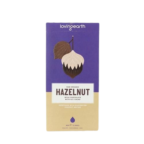 loving earth organic plant based hazlenut mylk chocolate