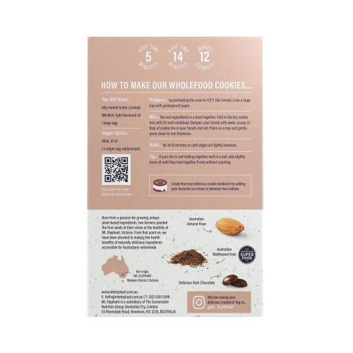 mt elephant choc chip cookie mix back