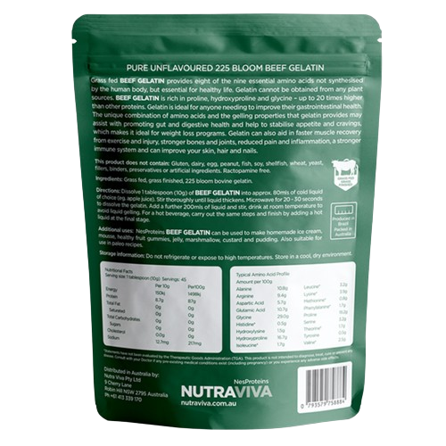 nutraviva natural beef gelatin back