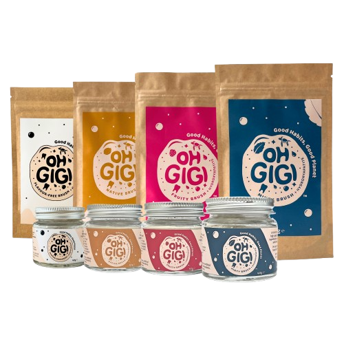 ohgigi jar and refill range, non toxic toothpowder