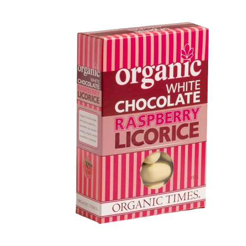 organic times white chocolate raspberry licorice