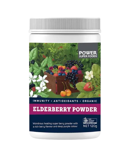 elderberry, elderberry powder, powersuper foods, elderberry powder australia, organic elderberry, elderberry immune support, front