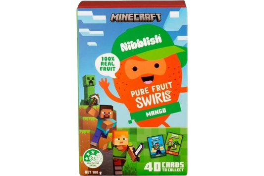 nibblish Minecraft-themed fruit swirls packaging