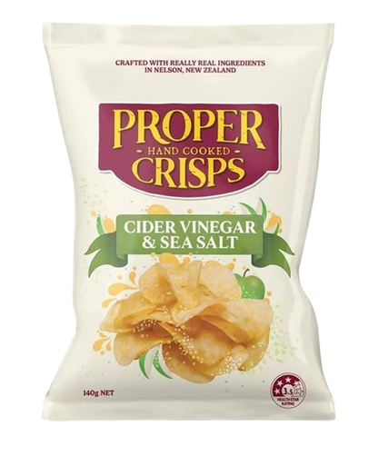 Bag of Proper Hand Cooked Crisps cider vinegar and sea salt 