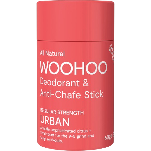 all natural woohoo deodorant stick and anti-chafe stick urban