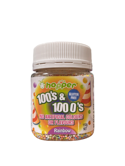 hopper 100s & 1000s, front, natural sprinkles, rainbow sprinkles, 100s &1000s