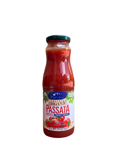 organic passata, crushed tomatoes, chef's choice